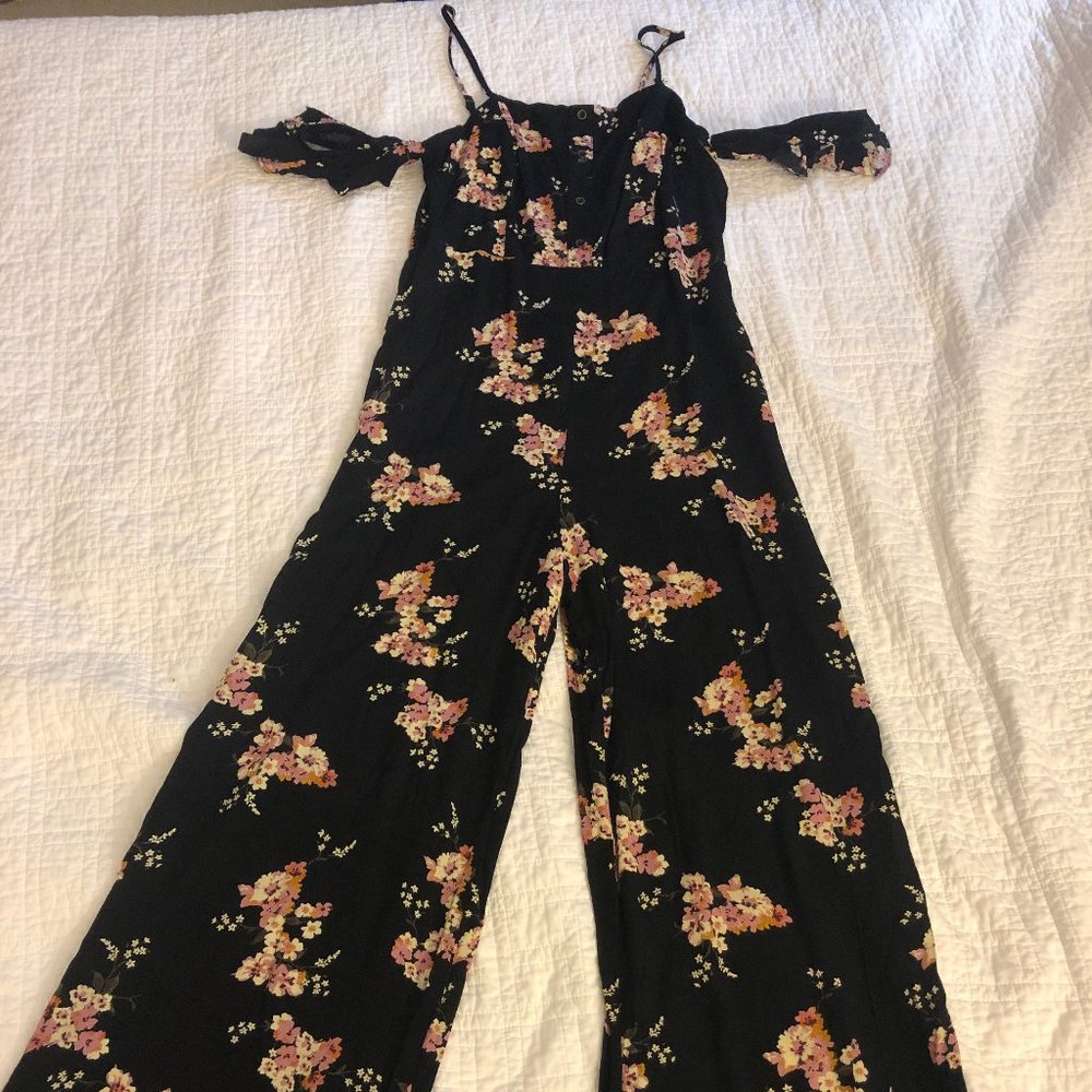 Cute Wild Fable Black Wide Leg Floral Romper